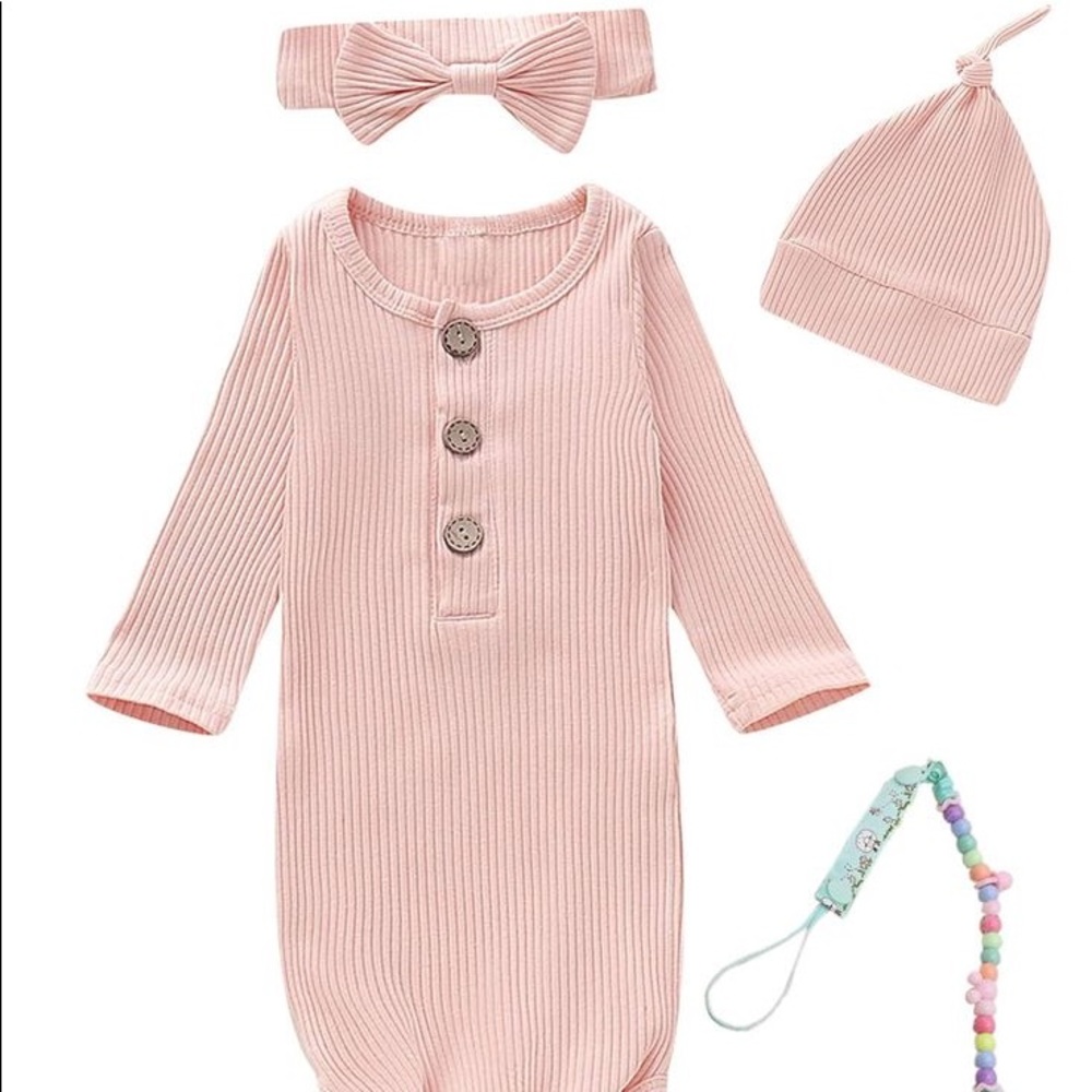 Morygooder Newborn baby cotton nightgown knotted sleeper coming home outfit
